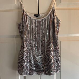 Small Express Iridescent Sequin Camisole in Silver and Purple hues